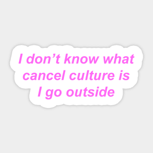 "I don't know what cancel culture is I go outside" ♡ Y2K slogan Sticker